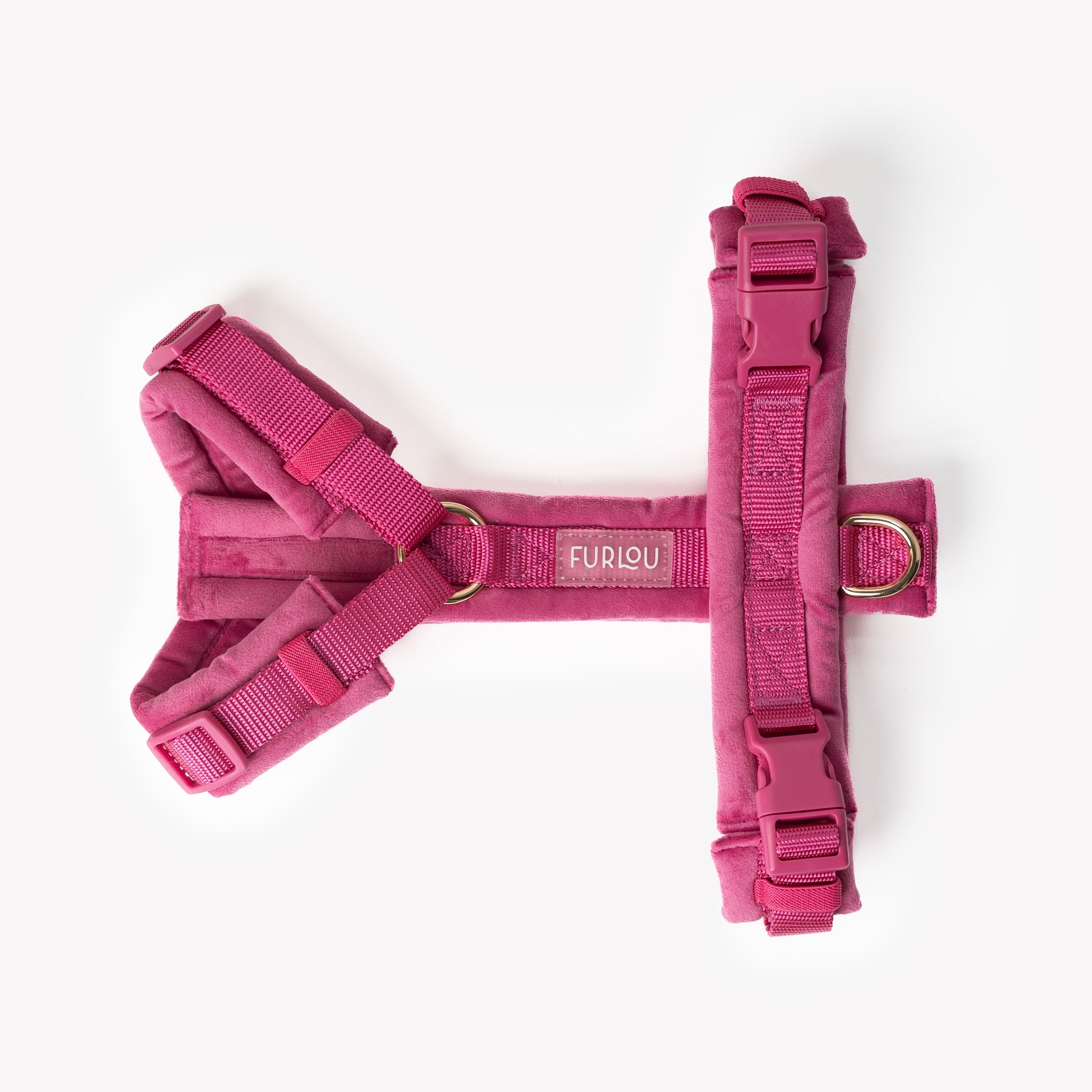 Luxury Velvet Dog Harness | Magenta