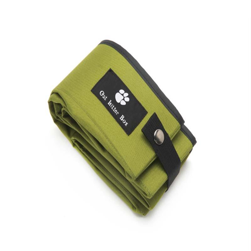 Portable and foldable cat litter box for travel with a black border and 'Cat Litter Box' label on a white background