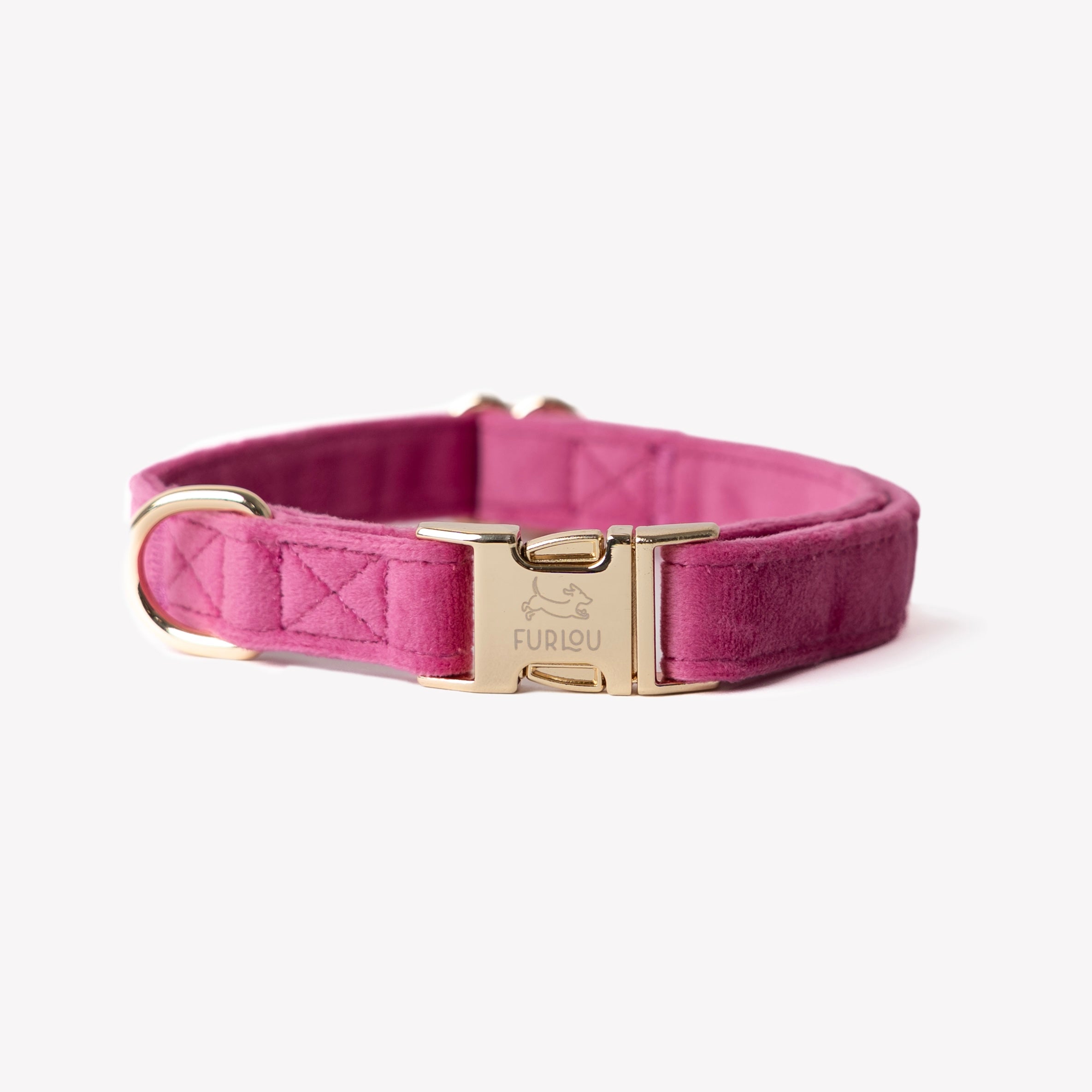 Magenta Velvet Dog Collar