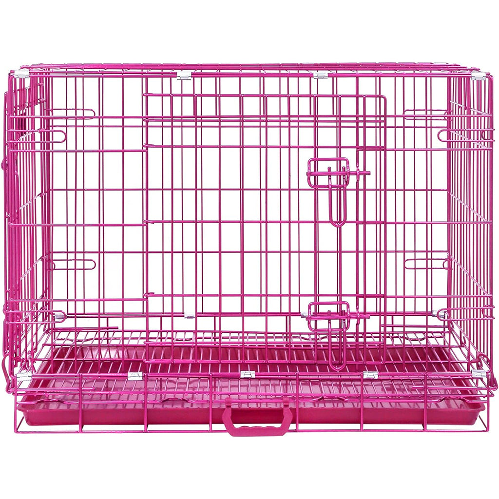 Collapsible Pink Dog Crate Small to XL Size Up to 42"