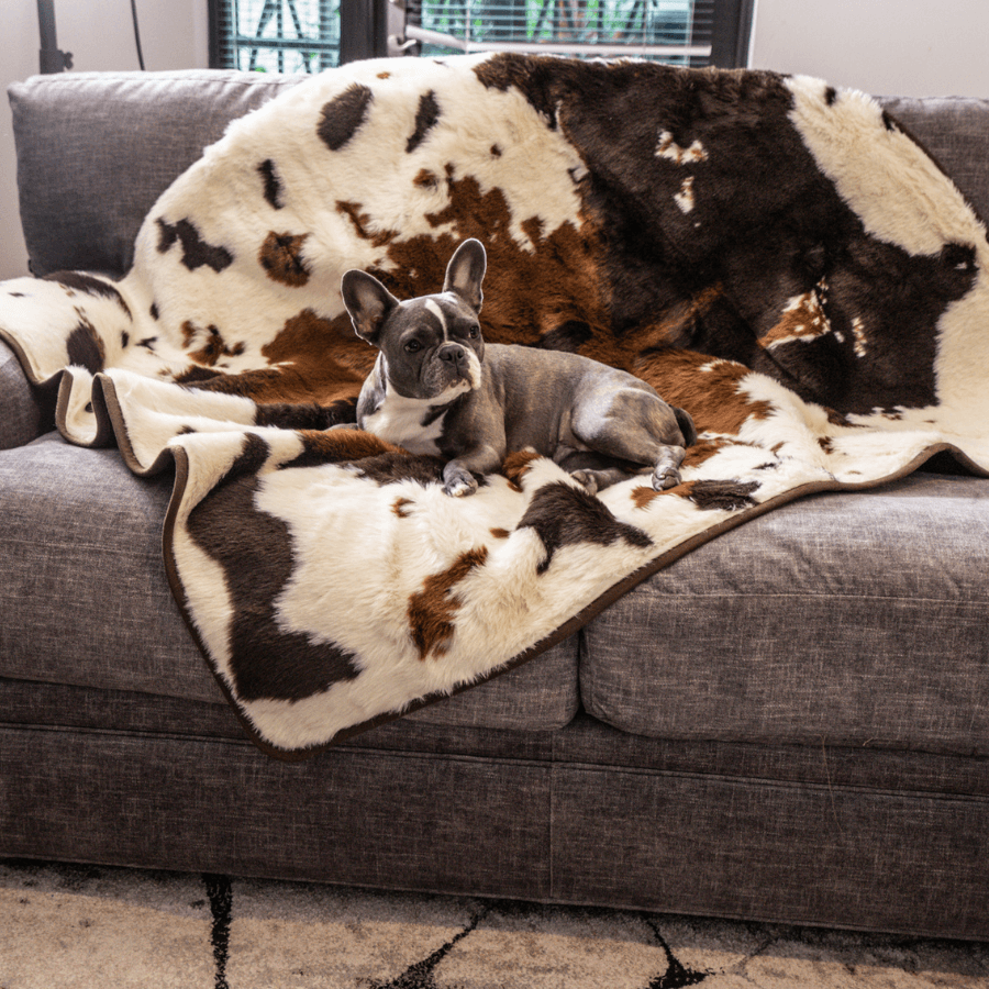 PupProtector Waterproof Throw Blanket For Pets - Brown Faux Cowhide