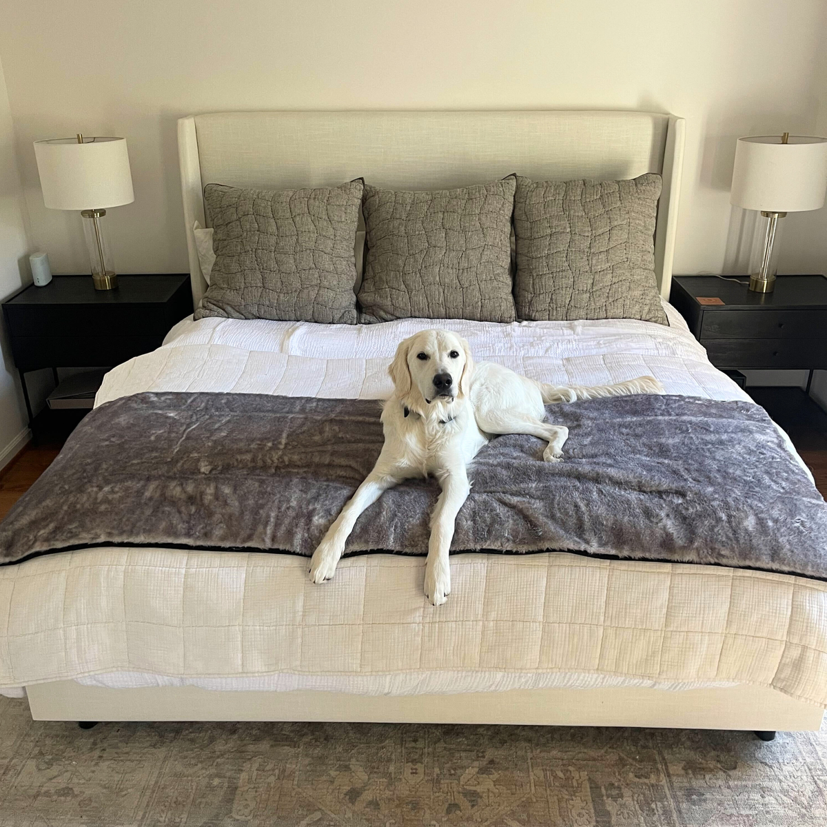 PupProtector luxe waterproof bed runner in chinchilla faux fur, photo 3