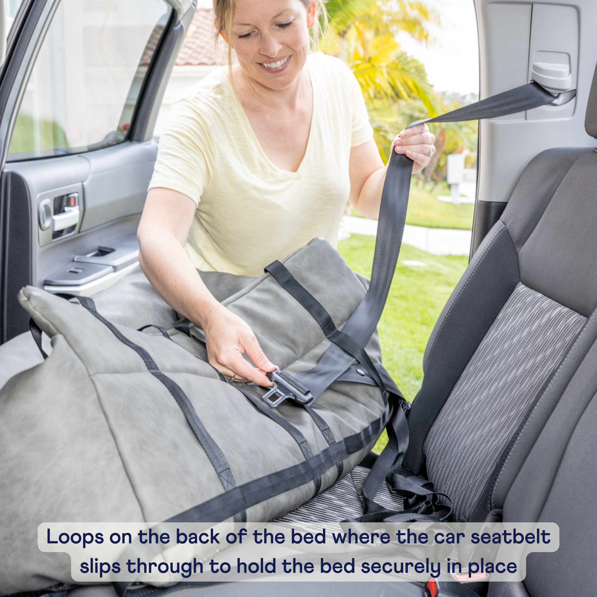 PupProtector Faux Leather Memory Foam Dog Car Bed - Camel