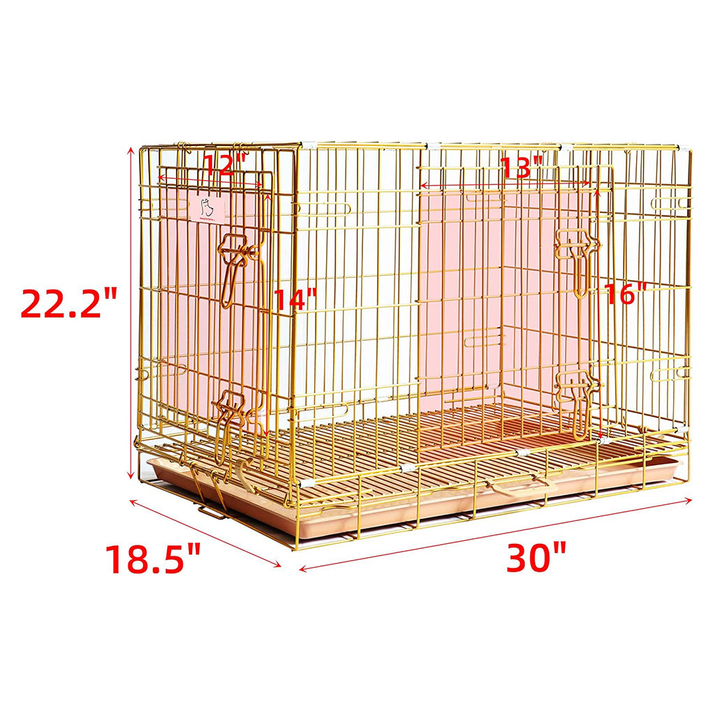 Collapsible Pink Dog Crate Gold Metal | Small to XL Size