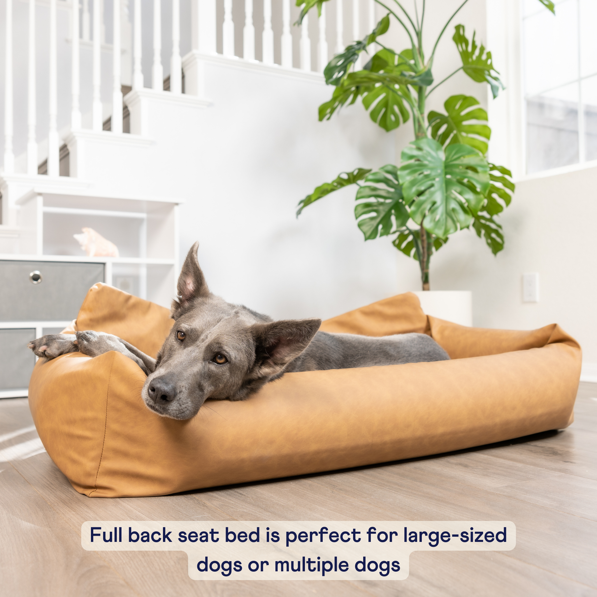 PupProtector Faux Leather Memory Foam Dog Car Bed - Camel