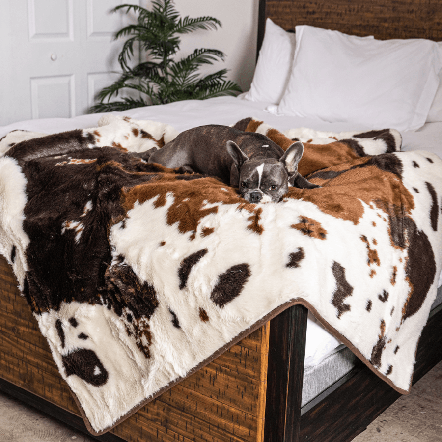 PupProtector Waterproof Throw Blanket For Pets - Brown Faux Cowhide