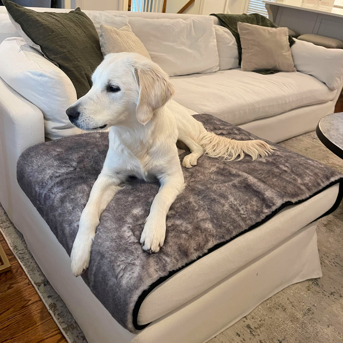 PupProtector luxe waterproof bed runner in chinchilla faux fur, photo 6