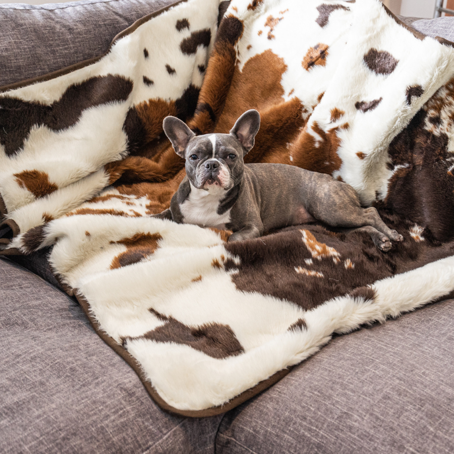 PupProtector Waterproof Throw Blanket For Pets - Brown Faux Cowhide