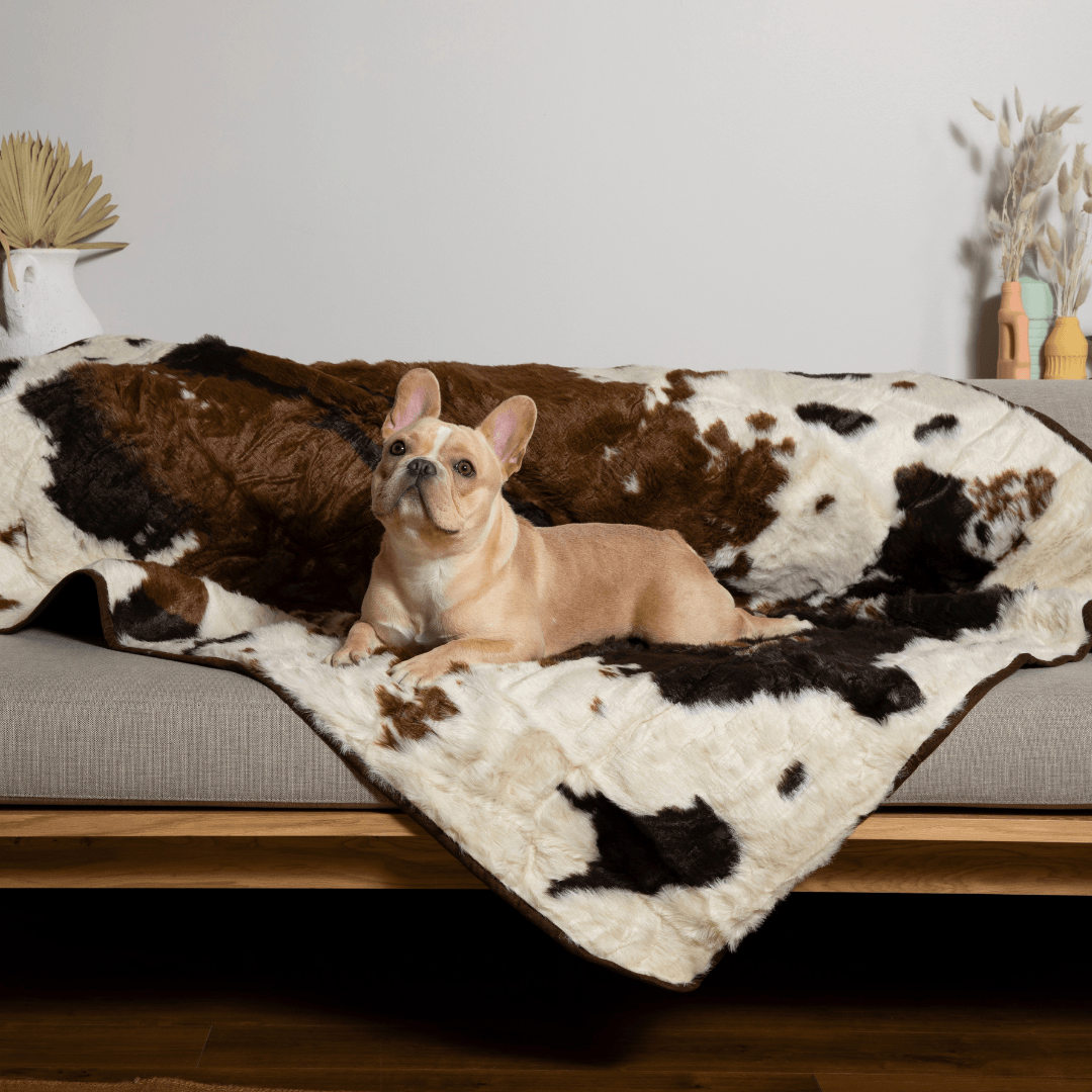 PupProtector Waterproof Throw Blanket For Pets - Brown Faux Cowhide