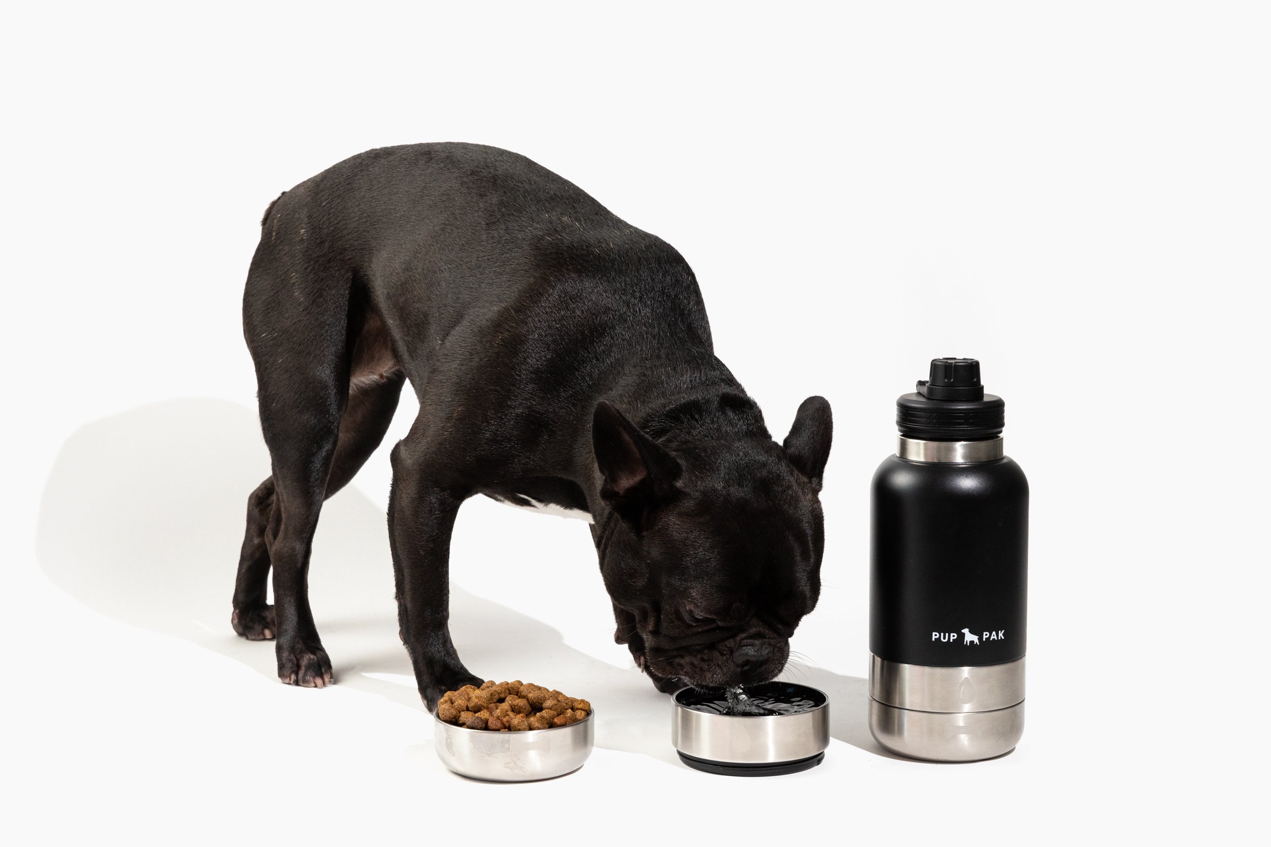 PupPak Dog Travel Water Bottle with Detachable Food & Water Bowls