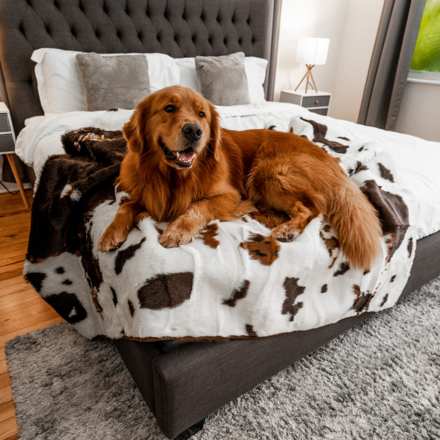 PupProtector Waterproof Throw Blanket For Pets - Brown Faux Cowhide