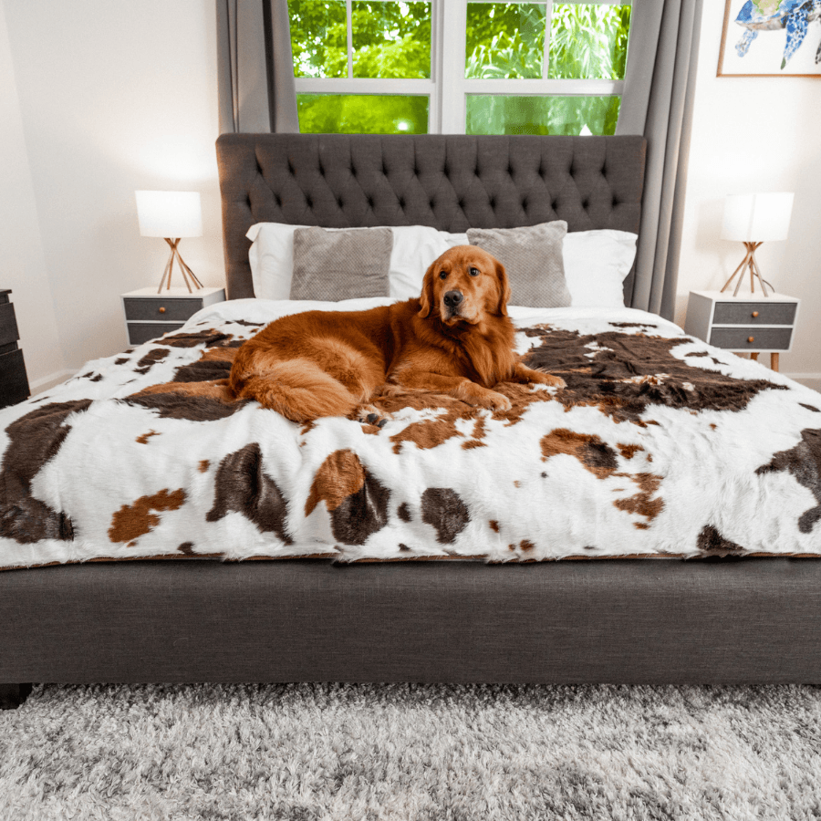 PupProtector Waterproof Throw Blanket For Pets - Brown Faux Cowhide