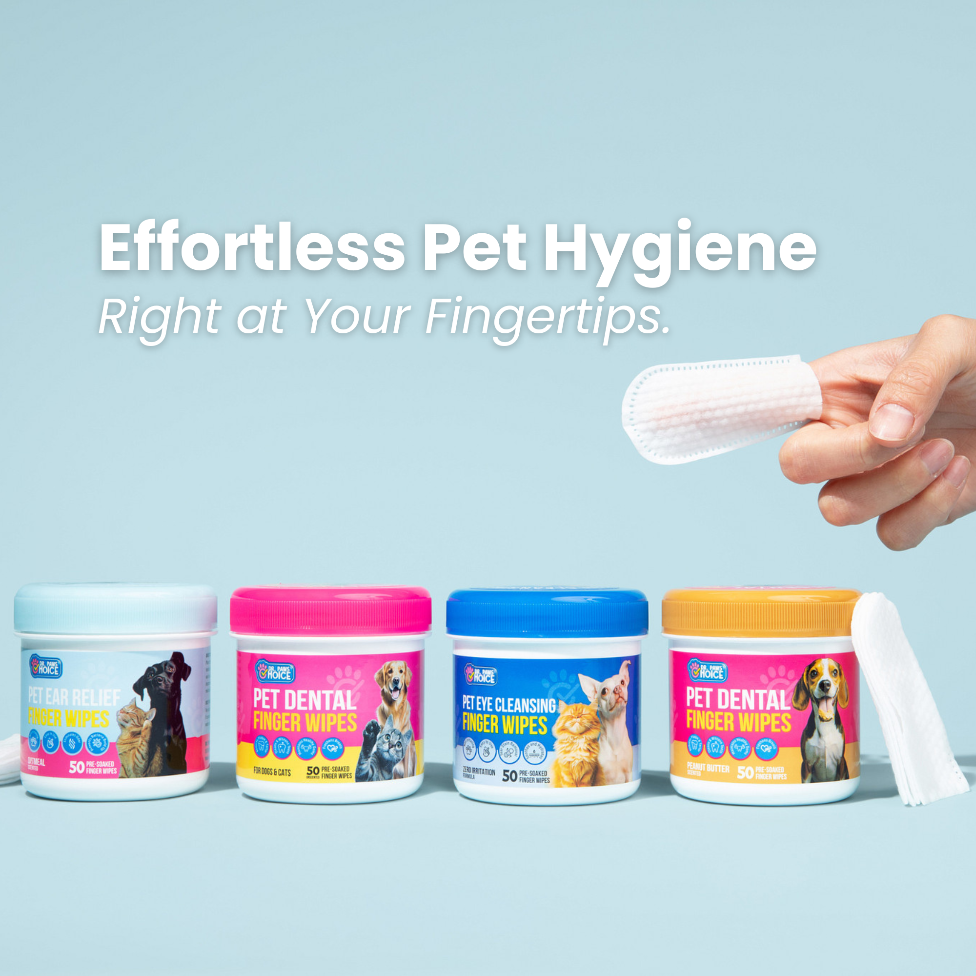 Pet Hygiene Bundle | Dental, Ear, & Eye Finger Wipes For Cats & Dogs