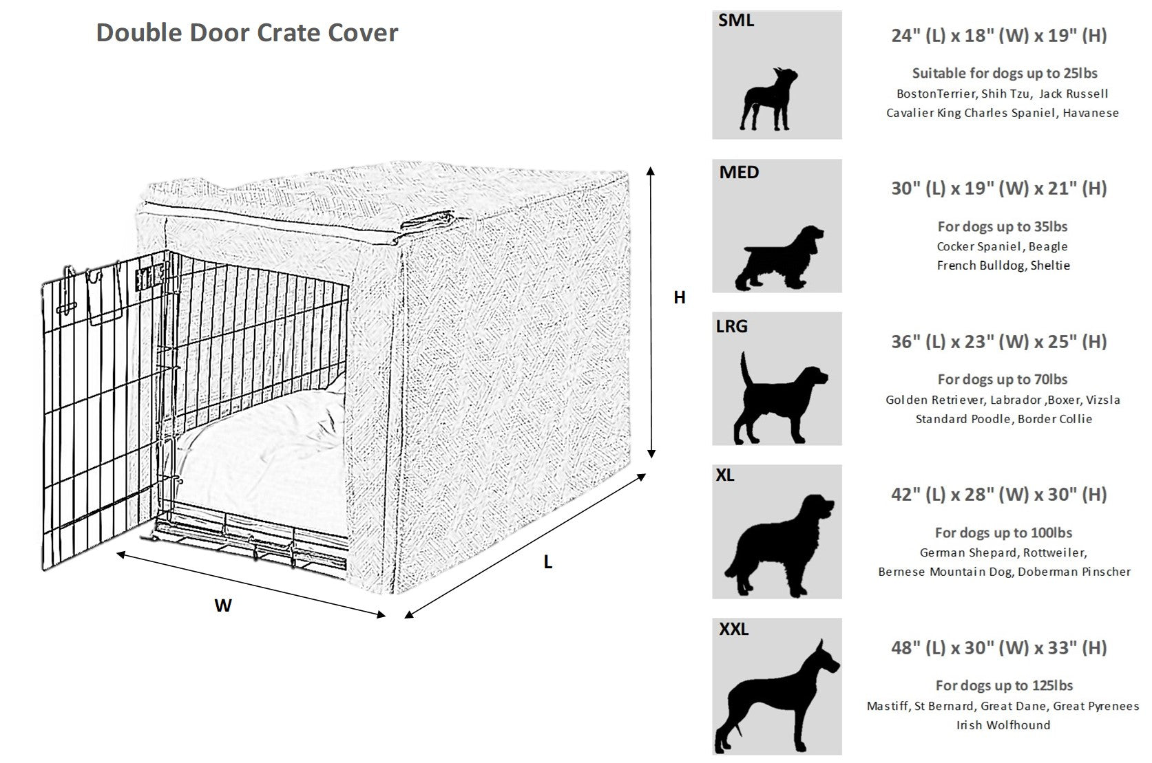 Double Door Dog Crate Cover