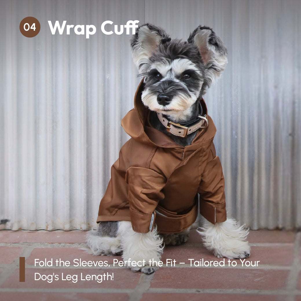 PEHOM Tribeca hooded dog raincoat in Choco brown