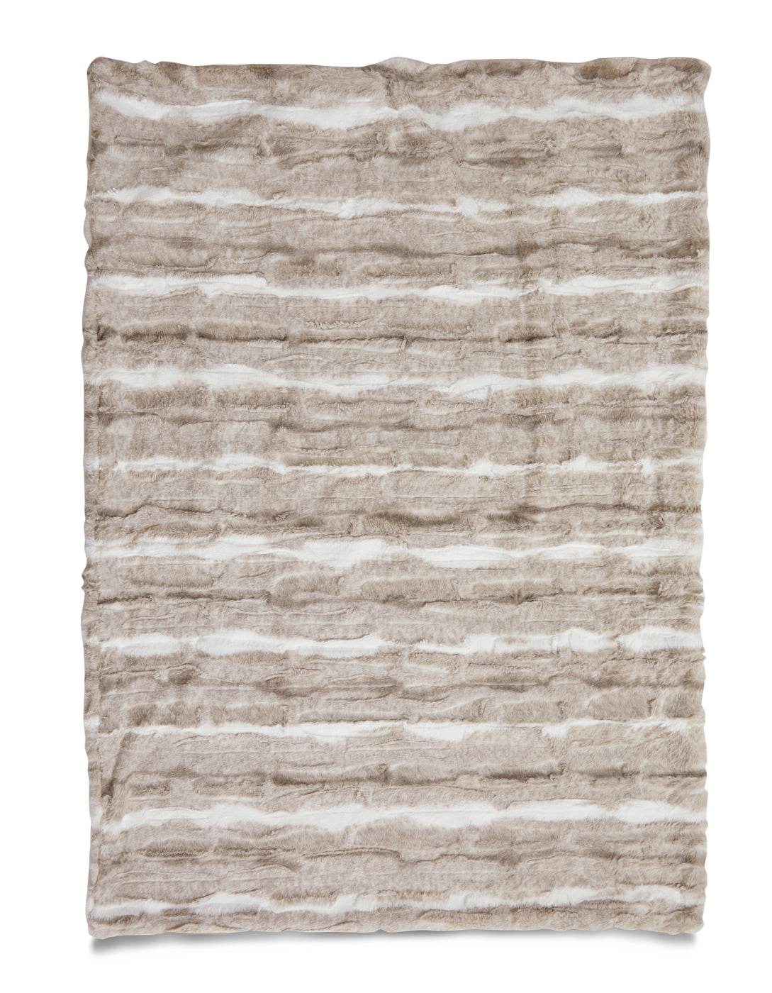 Jax & Bones Aspen faux mink pet blanket laid flat, showing the full striped pattern