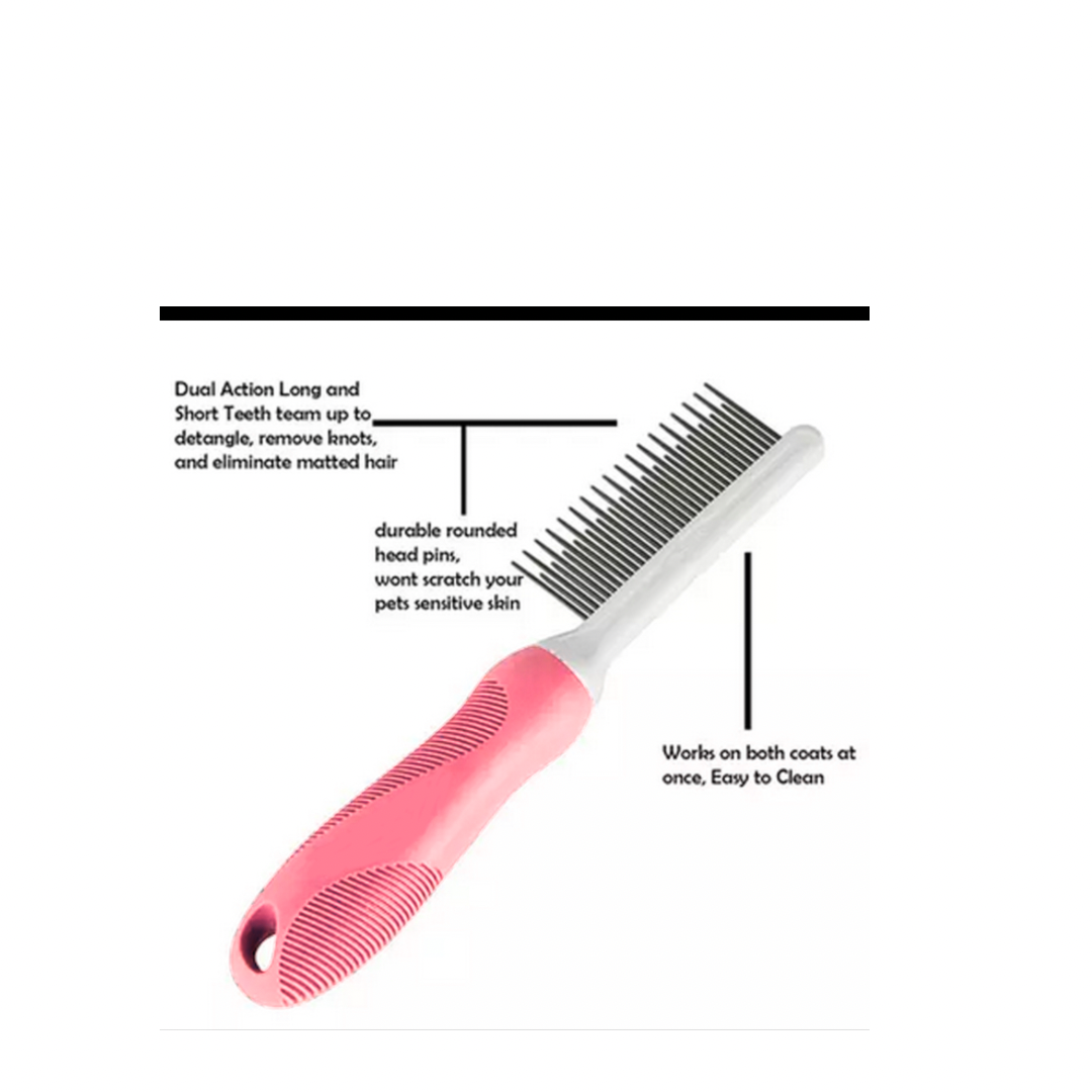Pink cat comb with instructions