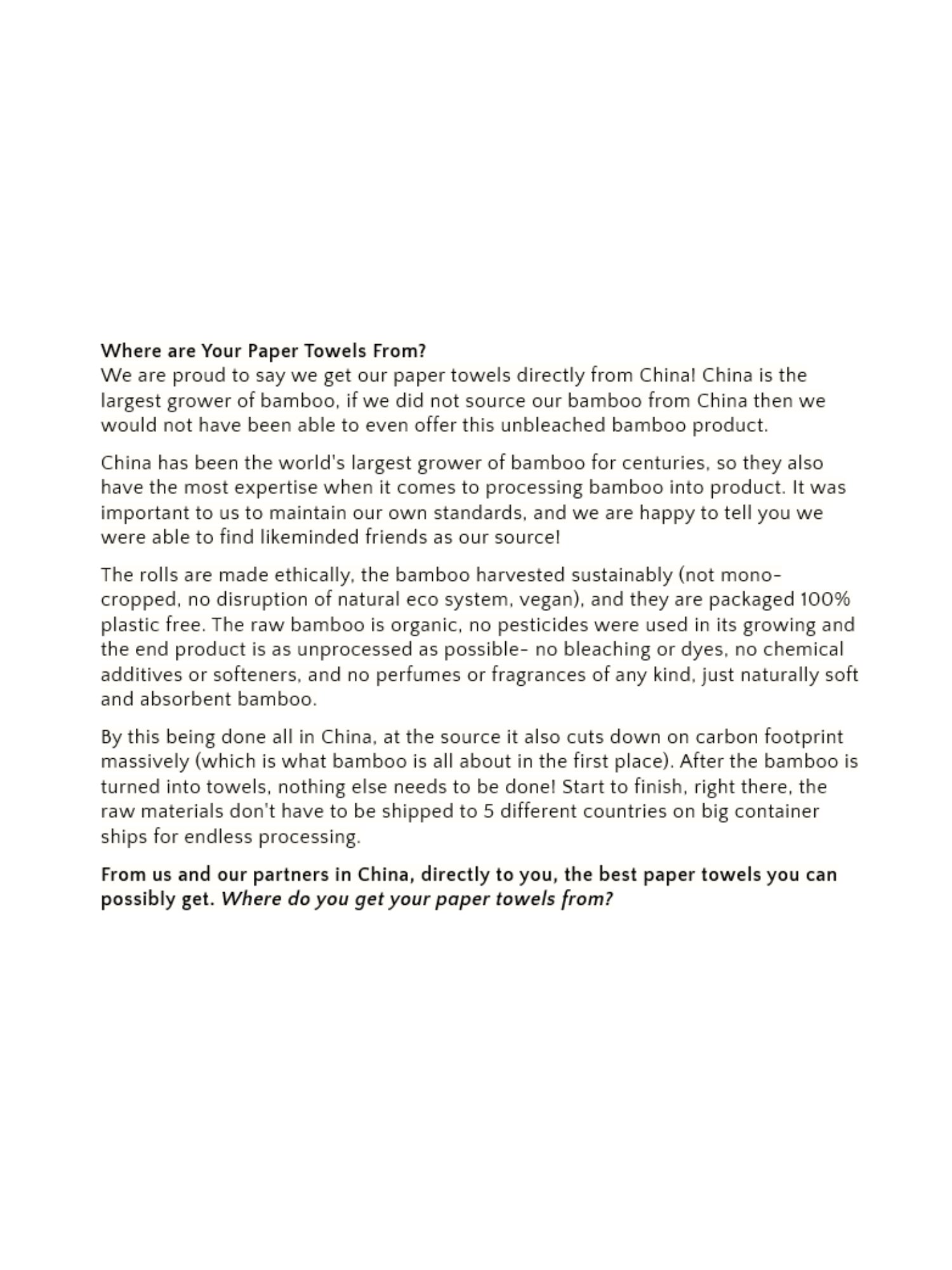 Panda Eco Paper | Bamboo Paper Towel Sample