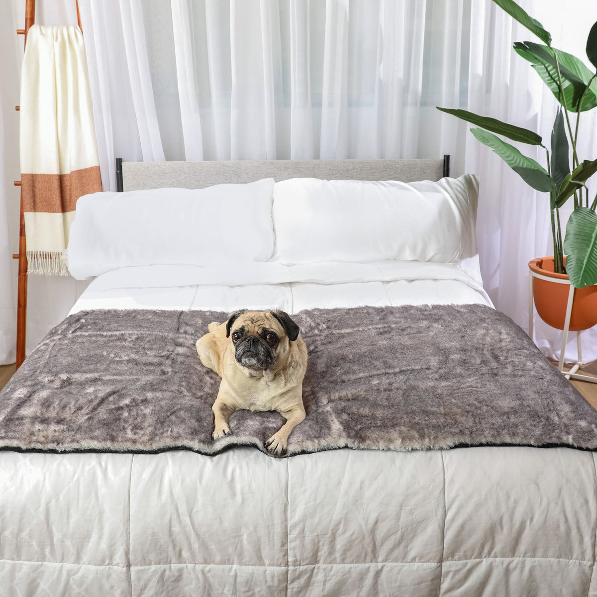 PupProtector luxe waterproof bed runner in chinchilla faux fur, photo 17