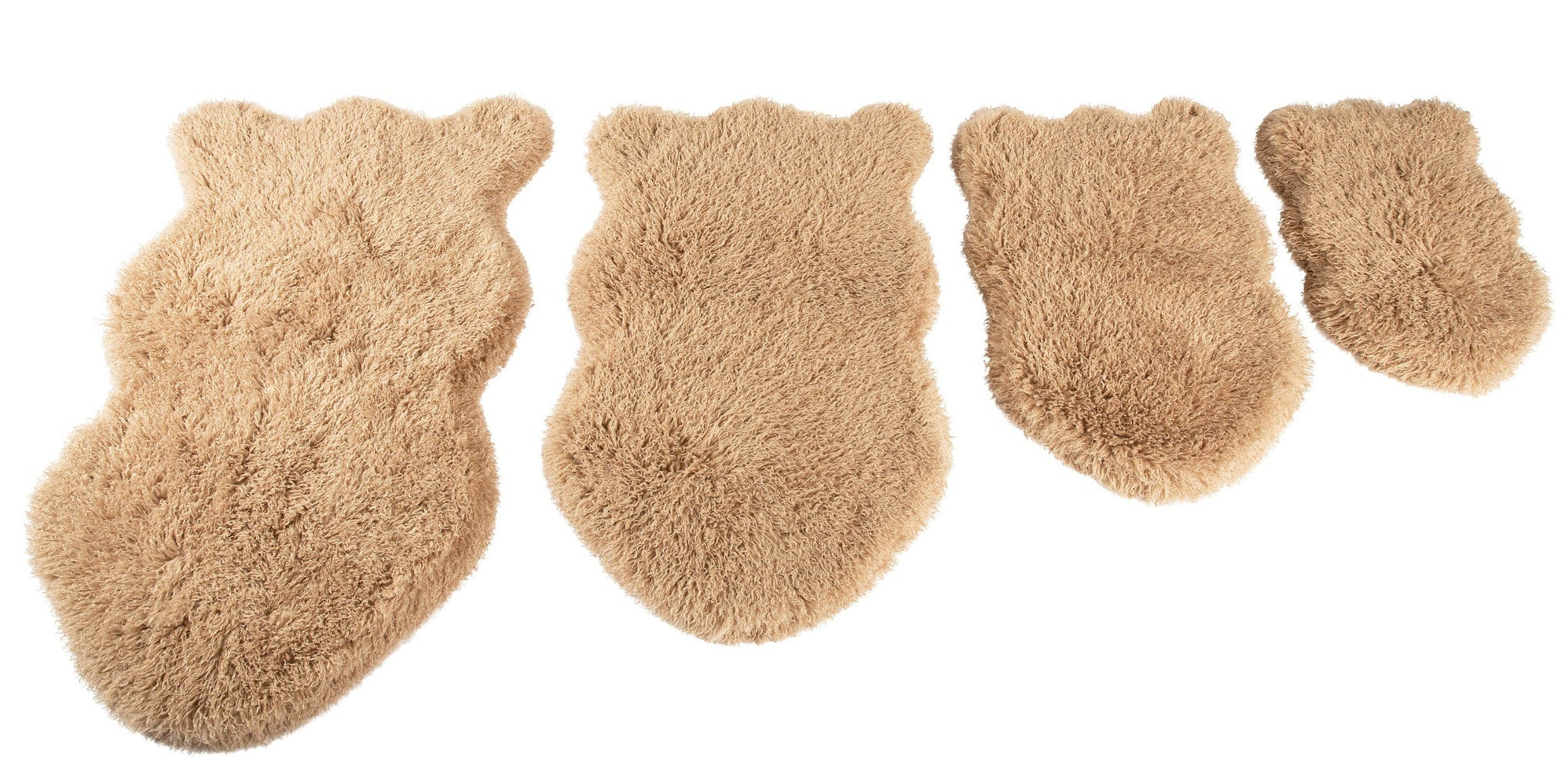 Rug style tan color dog beds in sizes from small to XL