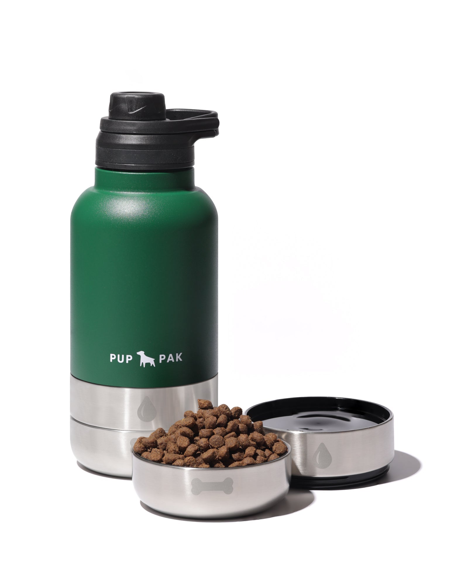 PupPak Dog Travel Water Bottle with Detachable Food & Water Bowls
