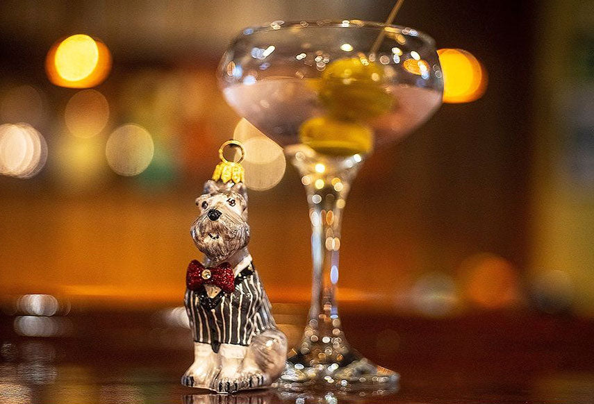 Schnauzer Christmas Tree Ornament with Red Sweater