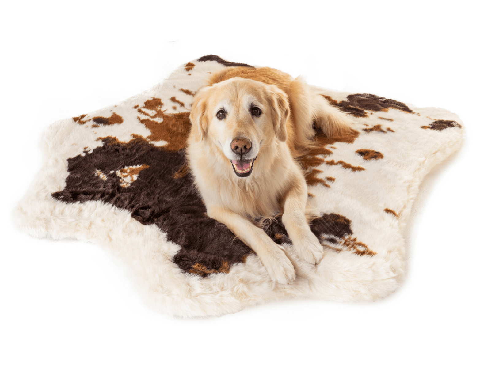 PupRug Memory Foam Dog Bed - Brown Faux Cowhide Cover