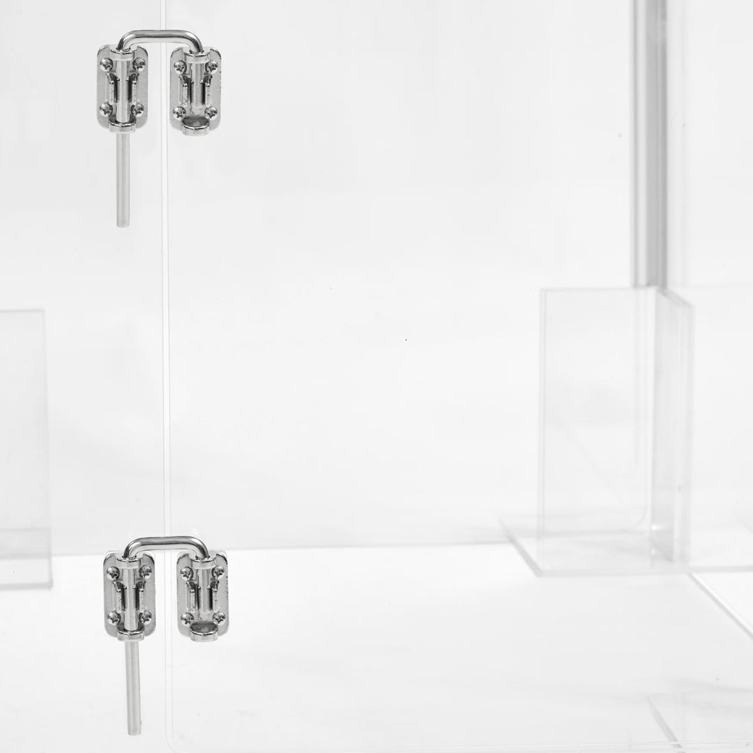 Clear dog playpen with acrylic panels and hinges