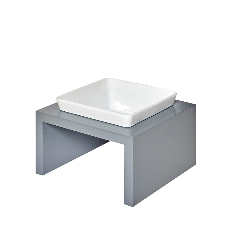 Ceramic Pet Bowls With Wood Stand For Dogs