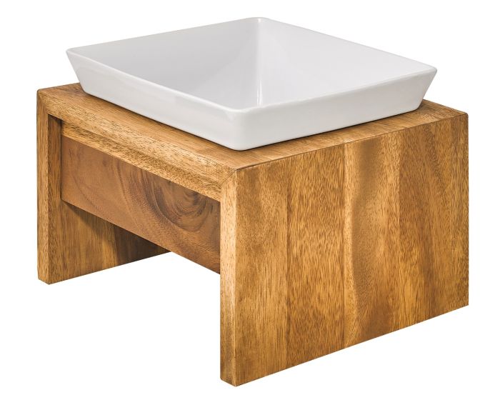 Artisan Double Bowl Dog Feeder With Wood Stand - Bamboo