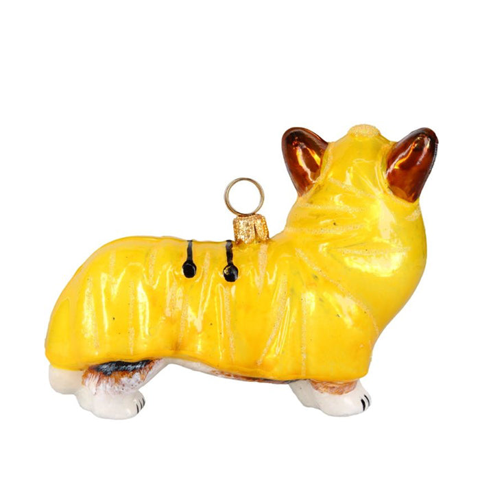 Pembroke Welsh Corgi Tri Color in Yellow Raincoat Christmas Ornament