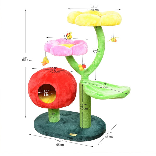 Floral whimsical cat tree by Catry sizing