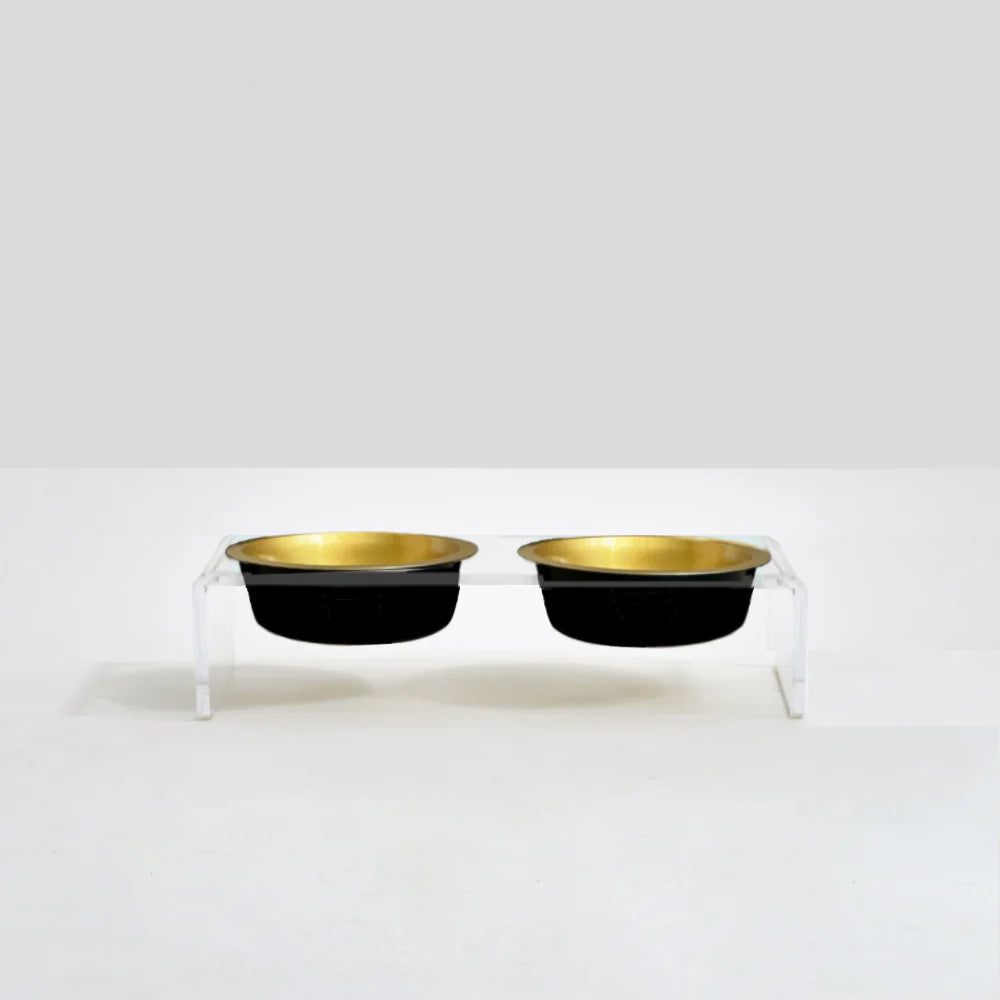 Glam dog food bowls with stand for small dogs and cats