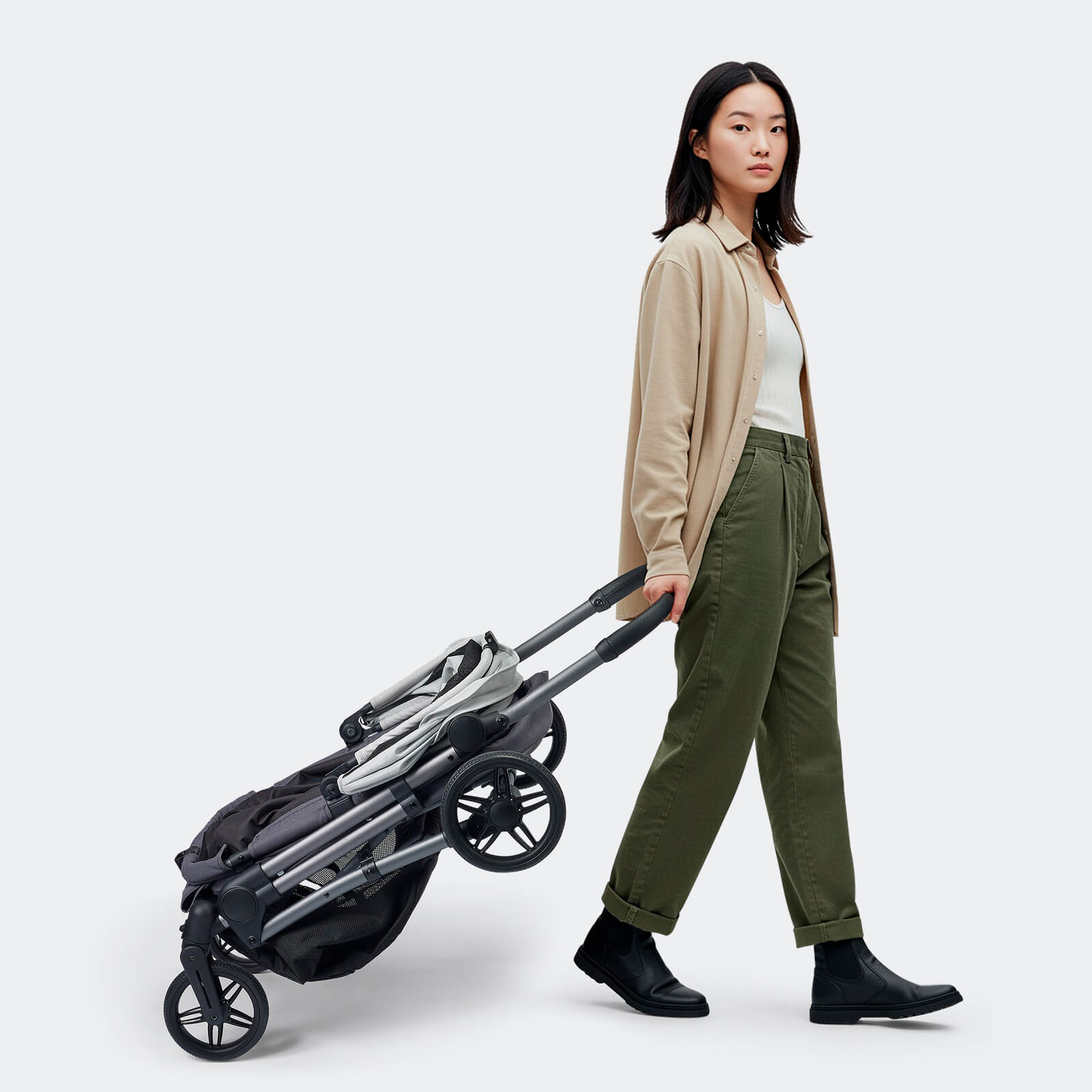 Maxi Deep Carriage Pet Stroller with Puncture-Free EVA-Rubber Wheels