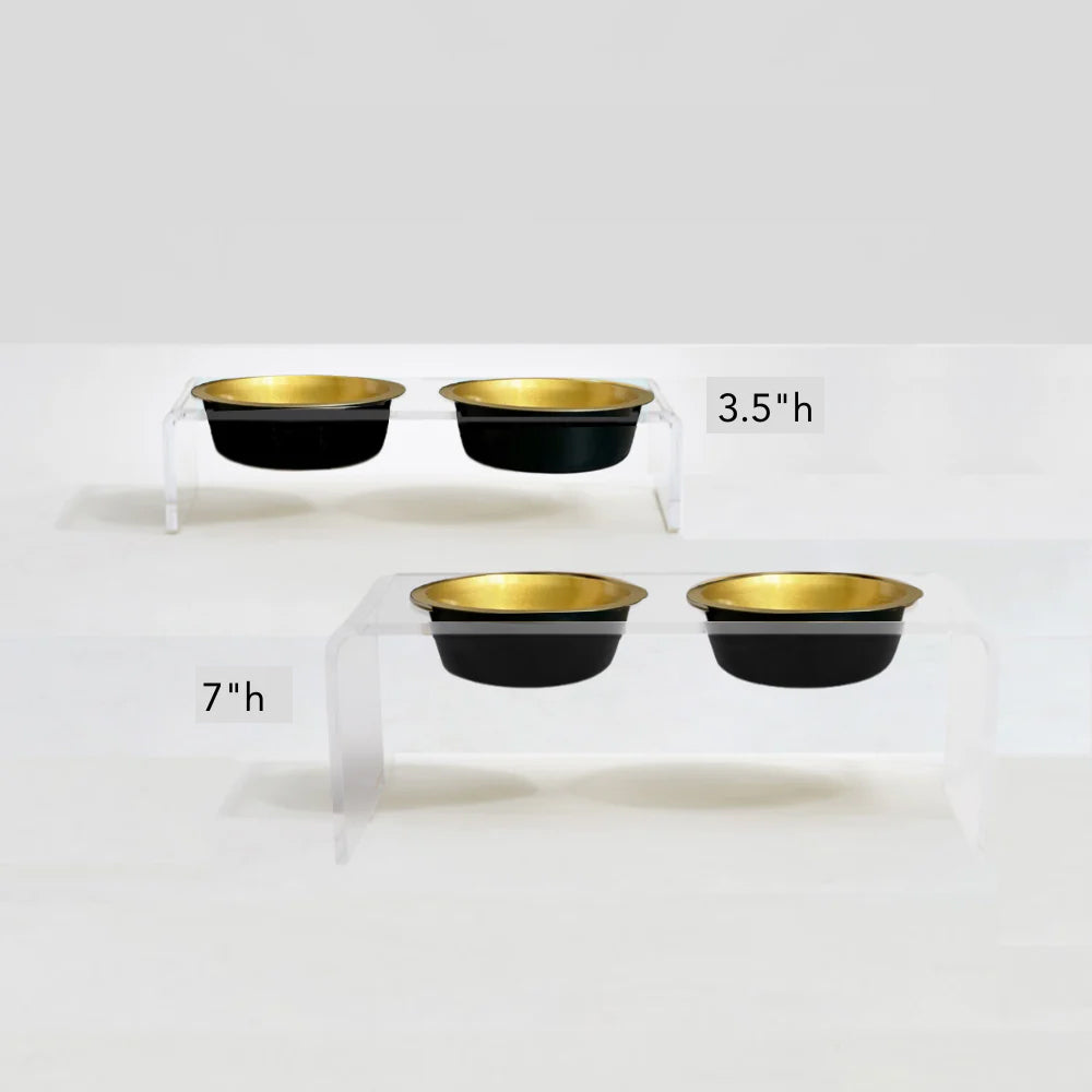 Hiddin glam bowls in gold color with clear acrylic stands