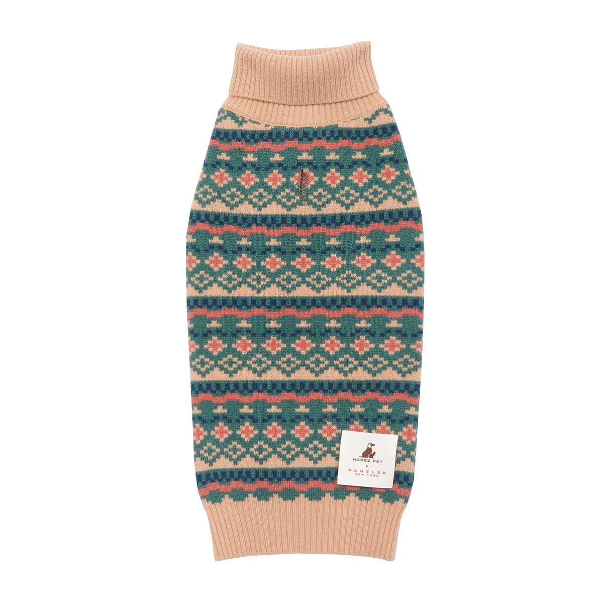 Nooee Pet x DEMYLEE jacquard merino wool dog sweater, front view