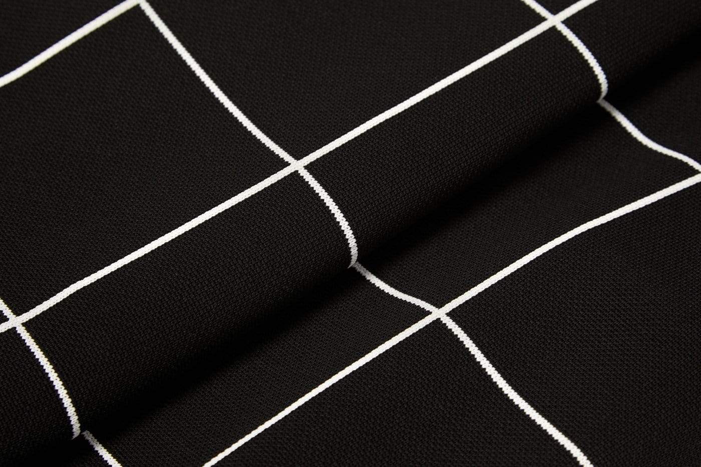 Black fabric for dog bed washable cover with white grid pattern