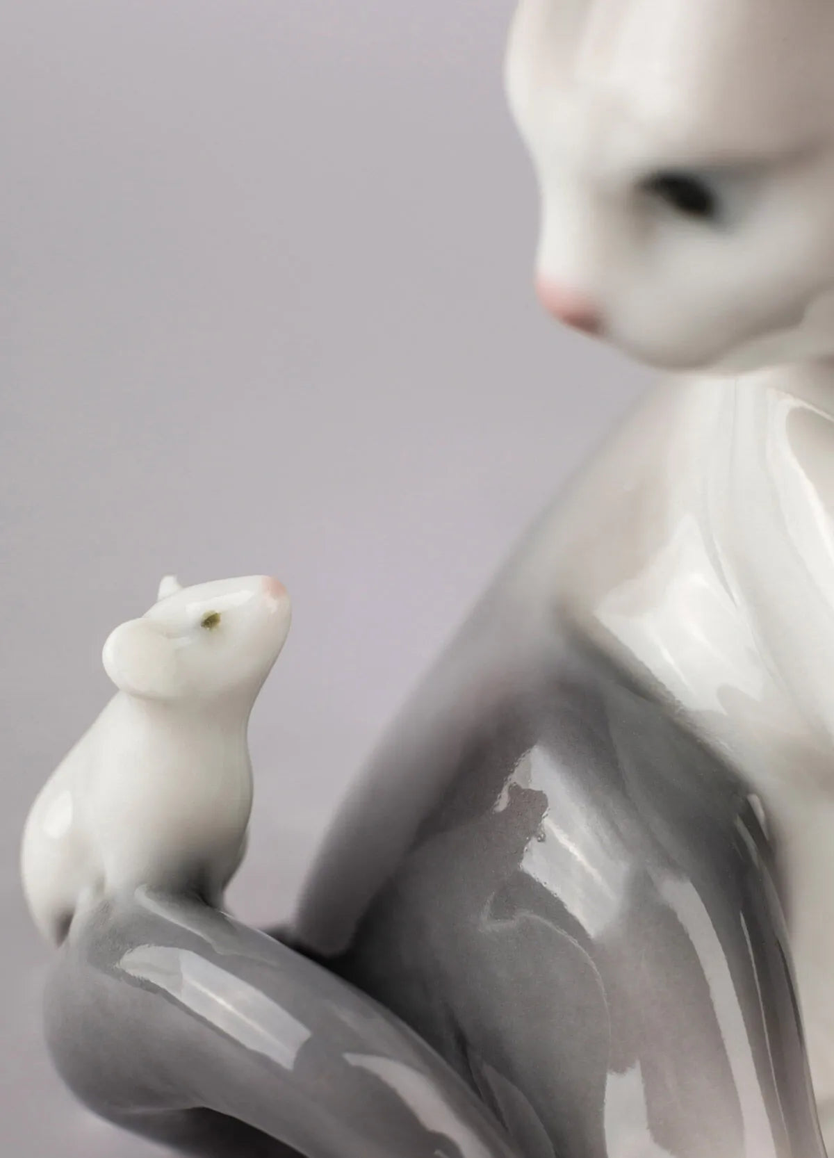 Lladro Porcelain Cat and Mouse Figurine