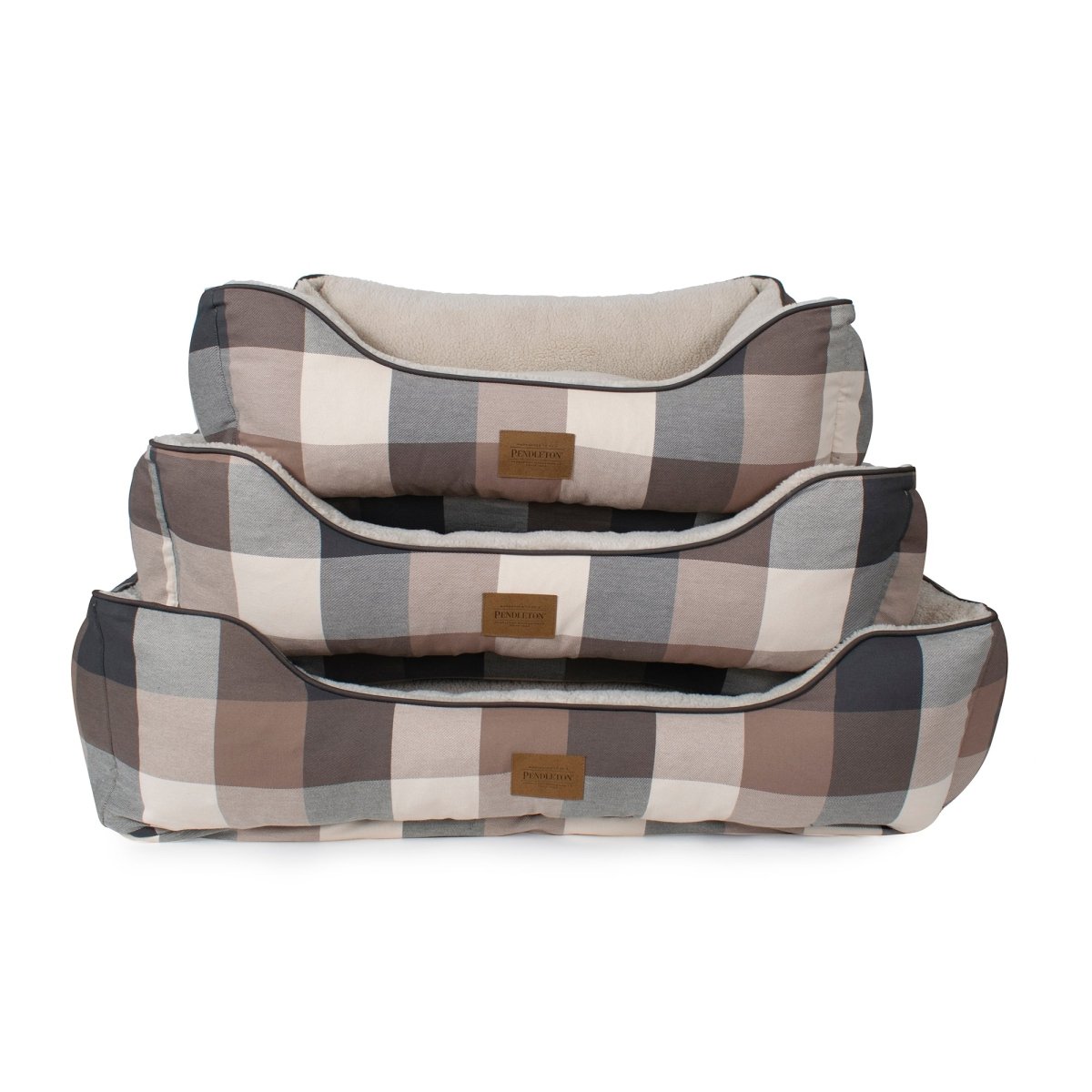 Pendleton Plaid Cotton Bolster Dog Bed With Removable Cover