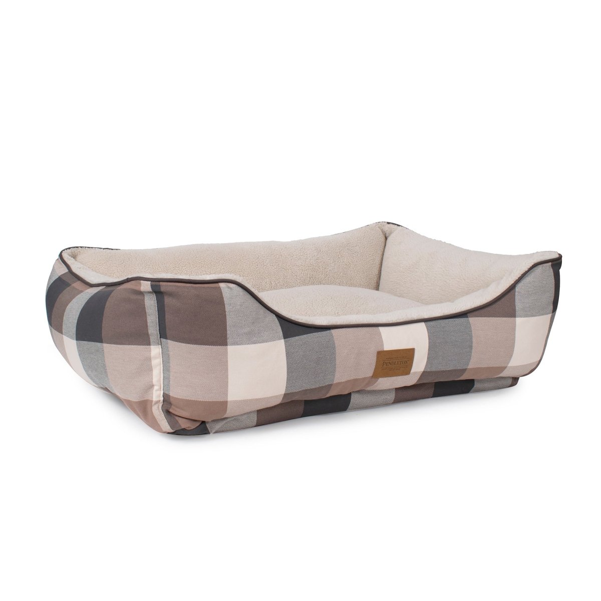 Pendleton Plaid Cotton Bolster Dog Bed With Removable Cover