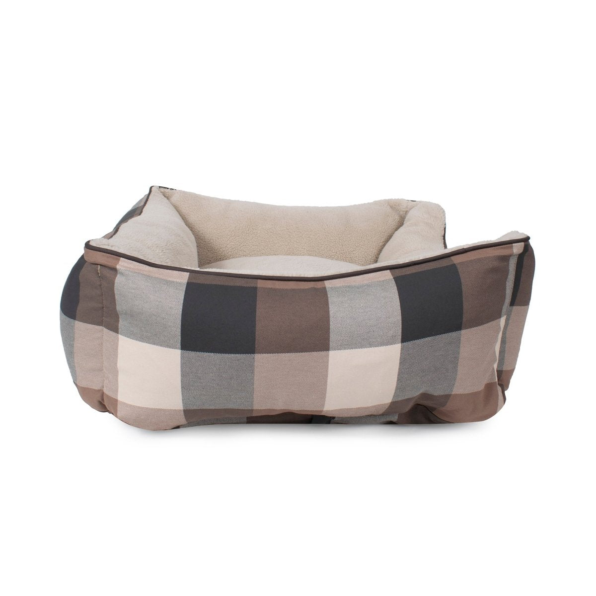 Pendleton Plaid Cotton Bolster Dog Bed With Removable Cover