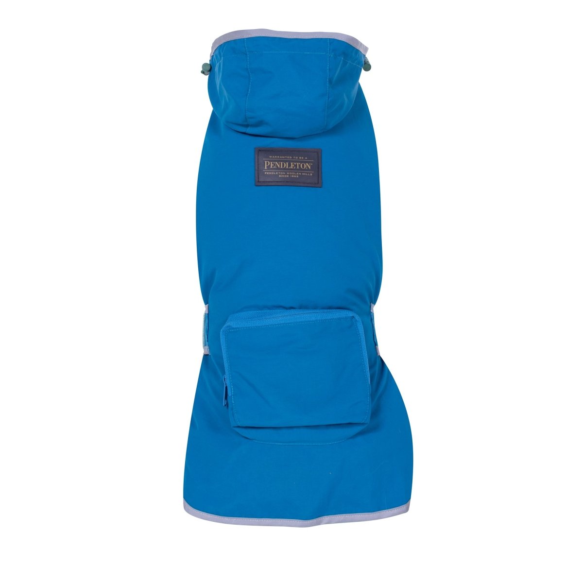 Blue Pendleton dog raincoat is waterproof