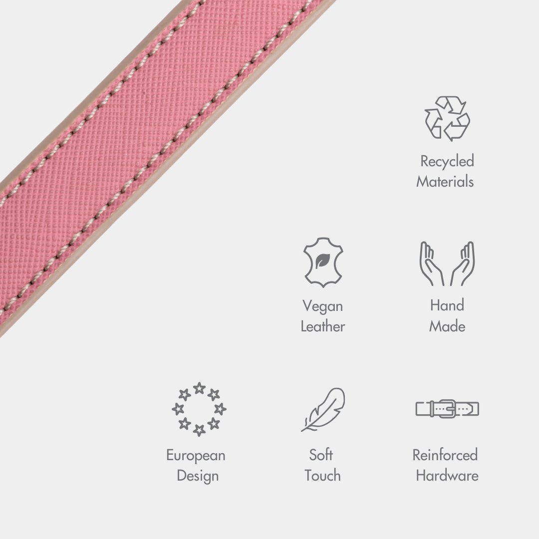 Dog Leash 4ft - Vegan Leather - Pink Rio
