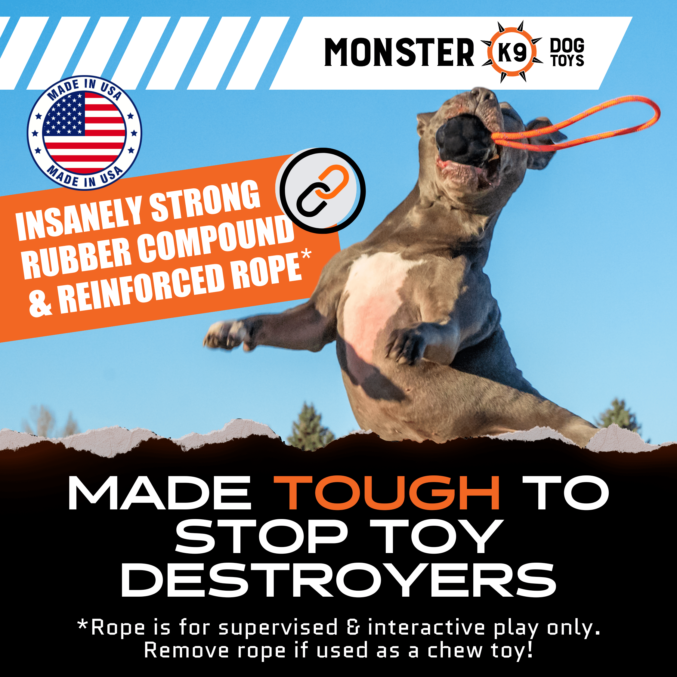 Indestructible Dog Toy for Aggressive Chewers | Rumble Rope Ball