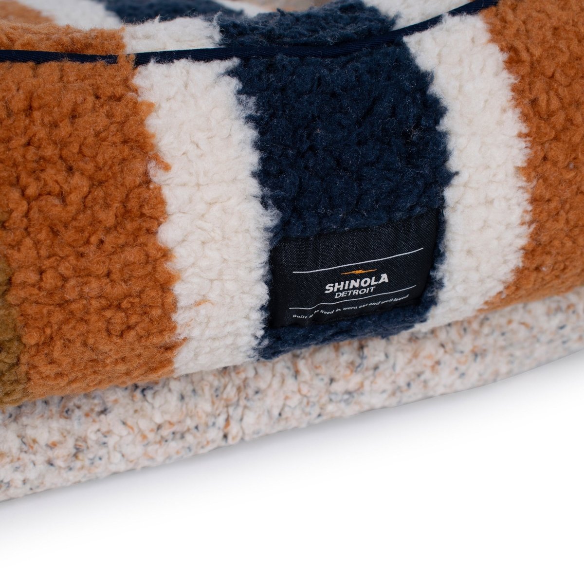 Shinola Stripe Kuddle Berber Dog Bed Oatmeal