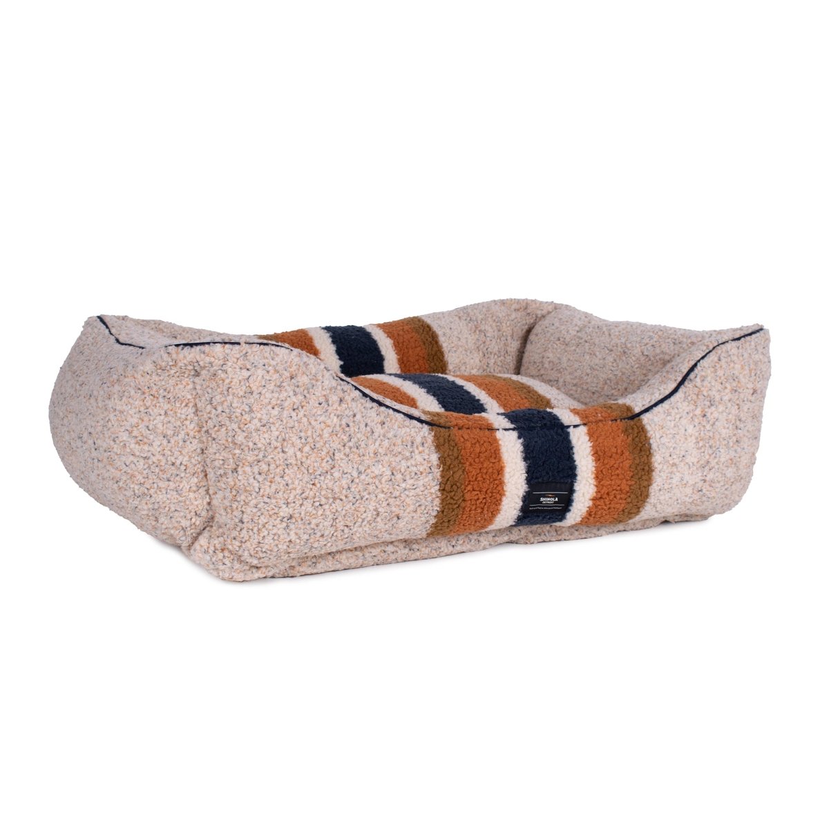 Shinola Stripe Kuddle Berber Dog Bed Oatmeal