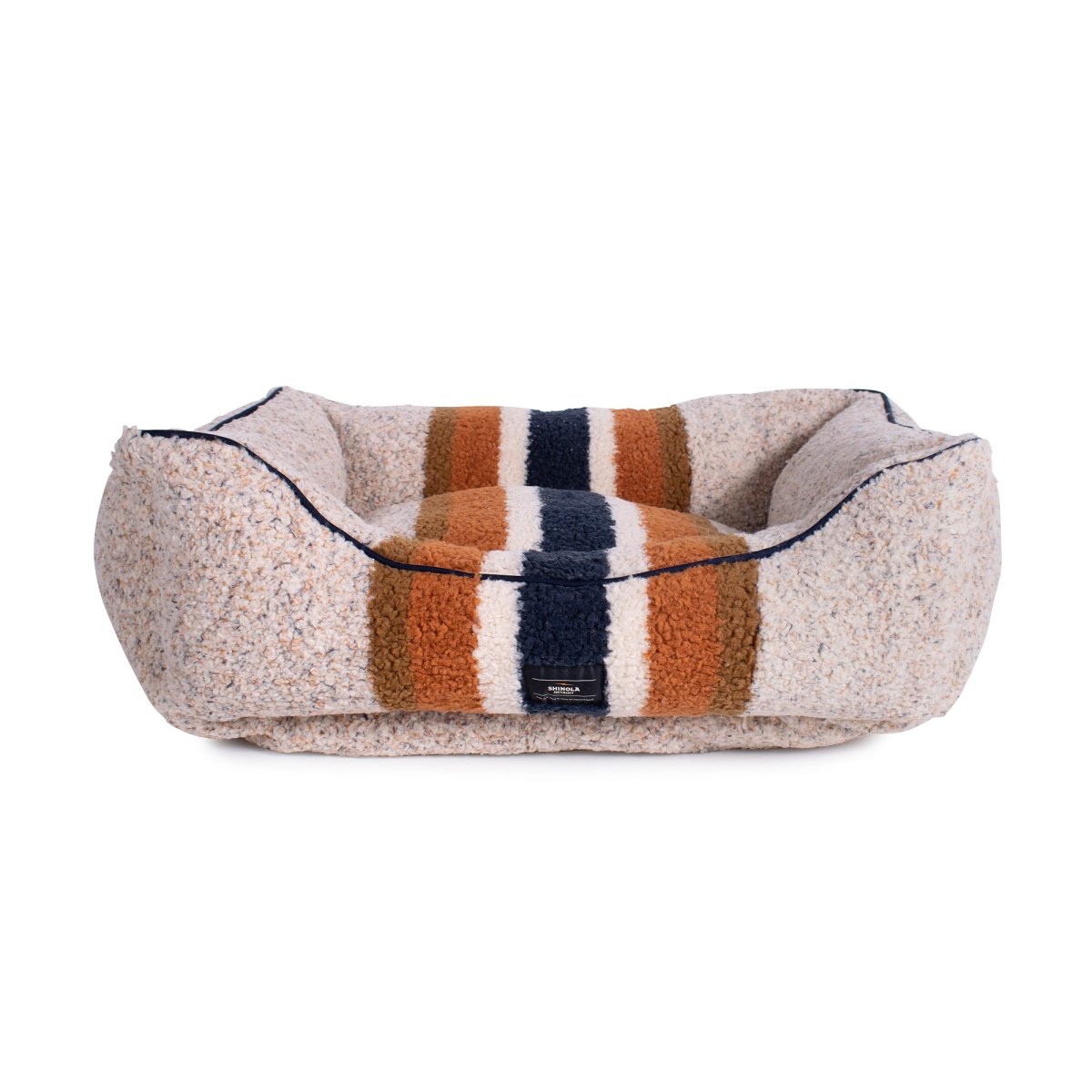 Shinola Stripe Kuddle Berber Dog Bed Oatmeal