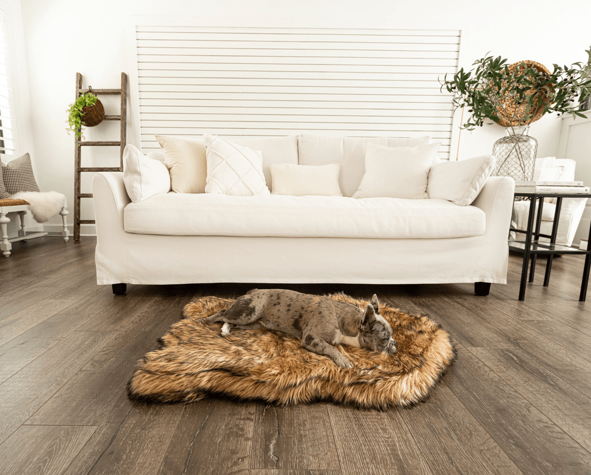 PupRug faux fur orthopedic dog bed in sable tan, photo 11
