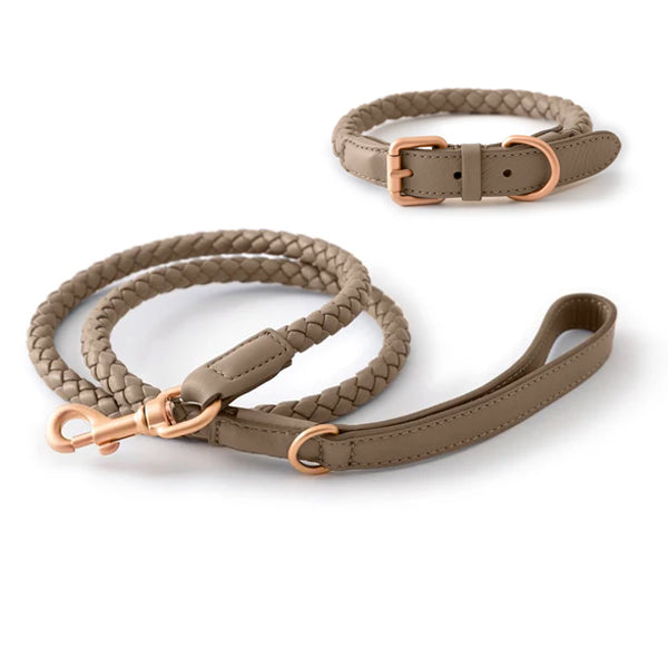 Ferdinando Nappa Leather Matching Dog Collar Leash Set