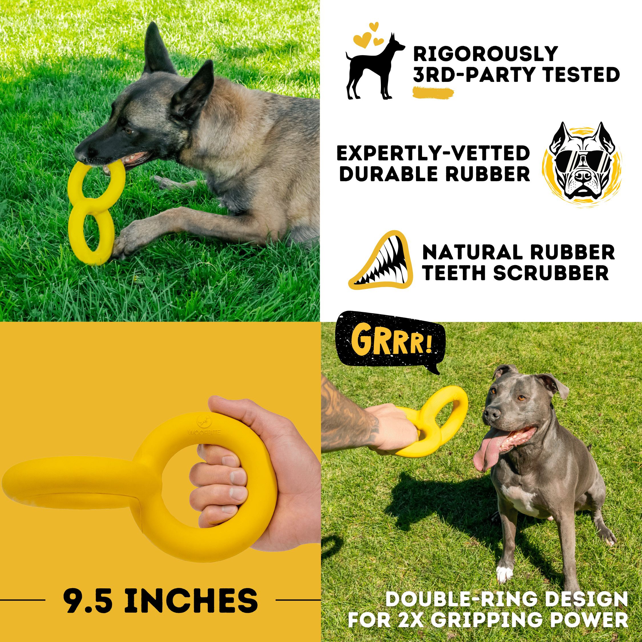 Indestructible Dog Toy for Aggressive Chewers | Tug Rings